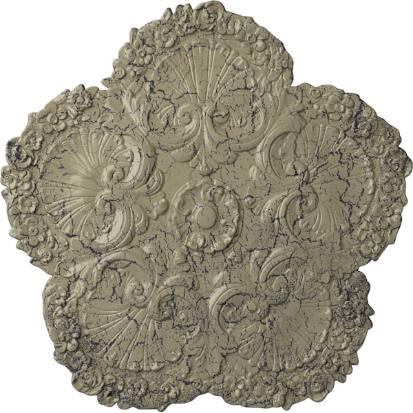 Ekena Millwork Shell Ceiling Medallion, Hand-Painted Castle Stone Crackle, 25 5/8"OD x 1"P CM25SHCSC - main